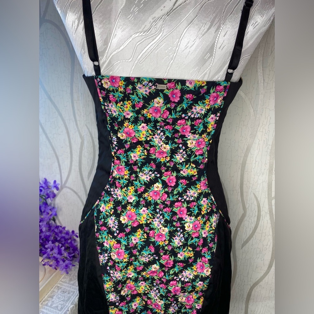 π· Guess π· Vintage Corset Style Floral Zipper Front Dress w/ Pockets - Picture 8 of 13